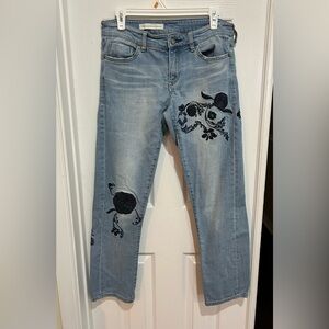 Pilcro and the Letterpress Washed Blue Jeans with Embroidery Anthropologie